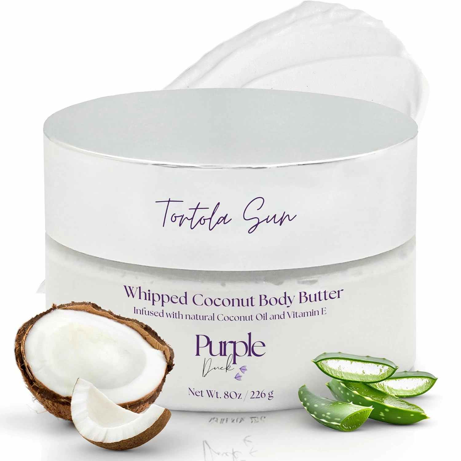 Thick Whipped Body Butter for Women – Moisturizer with Organic Coconut Oil, shea butter & Vitamin E – Silky Hydrating Body Butter for Soft, Smooth Skin - Tortola Sun 8 Oz