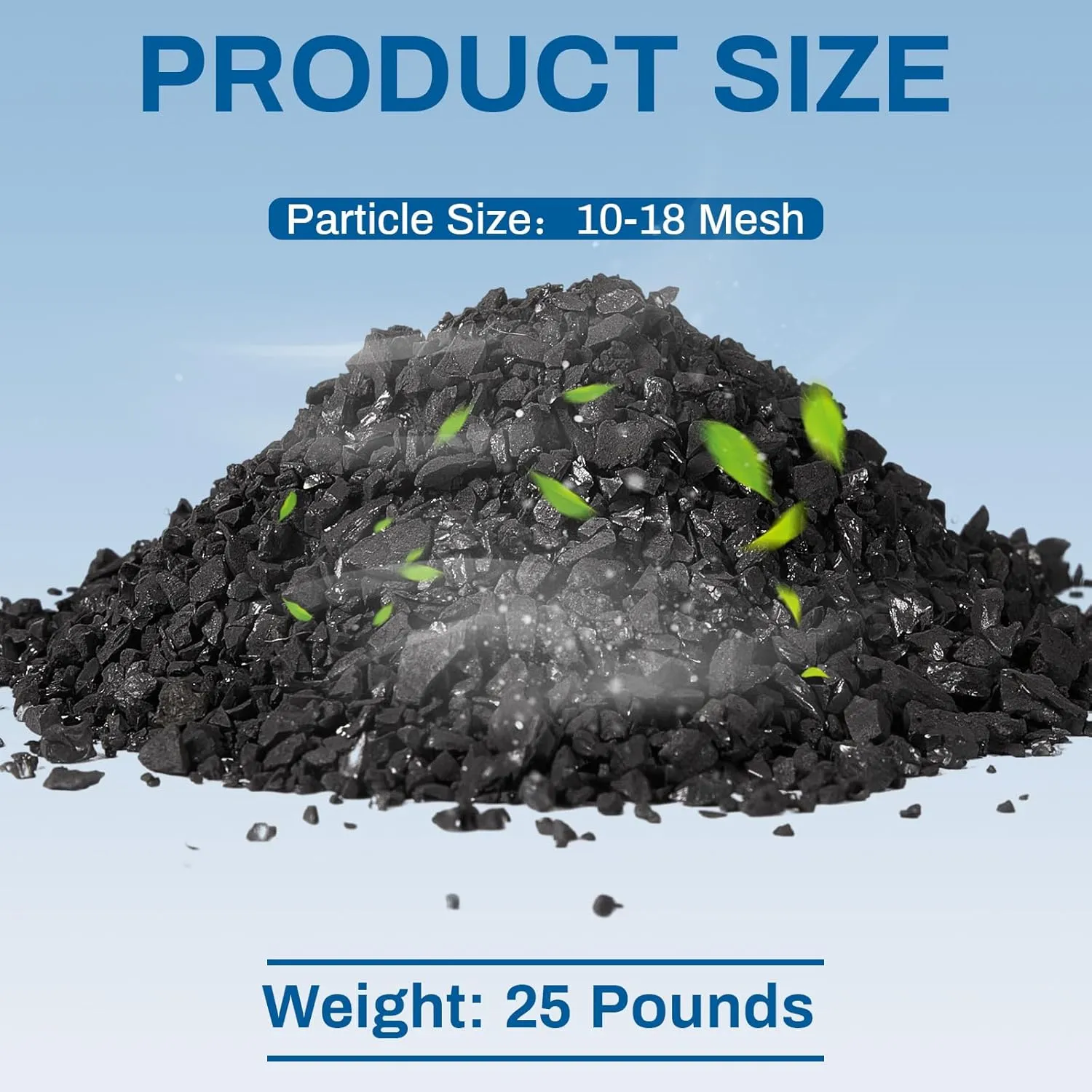 Timgle 25 Lbs Bulk Water Air Filter Activated Charcoal Coconut Hull Granular Activated Carbon 10-18 Mesh Water Distiller Charcoal Filters Media for Filtration