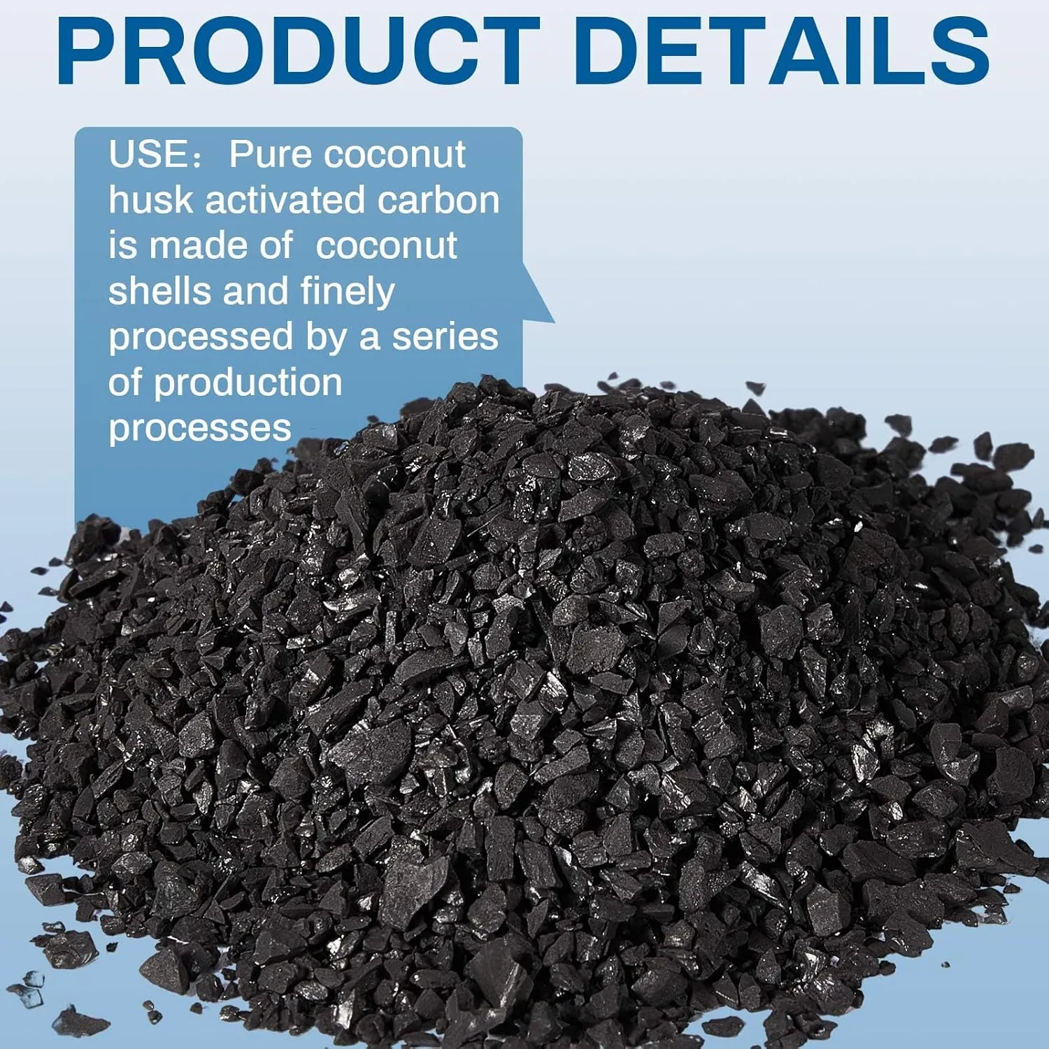Timgle 25 Lbs Bulk Water Air Filter Activated Charcoal Coconut Hull Granular Activated Carbon 10-18 Mesh Water Distiller Charcoal Filters Media for Filtration