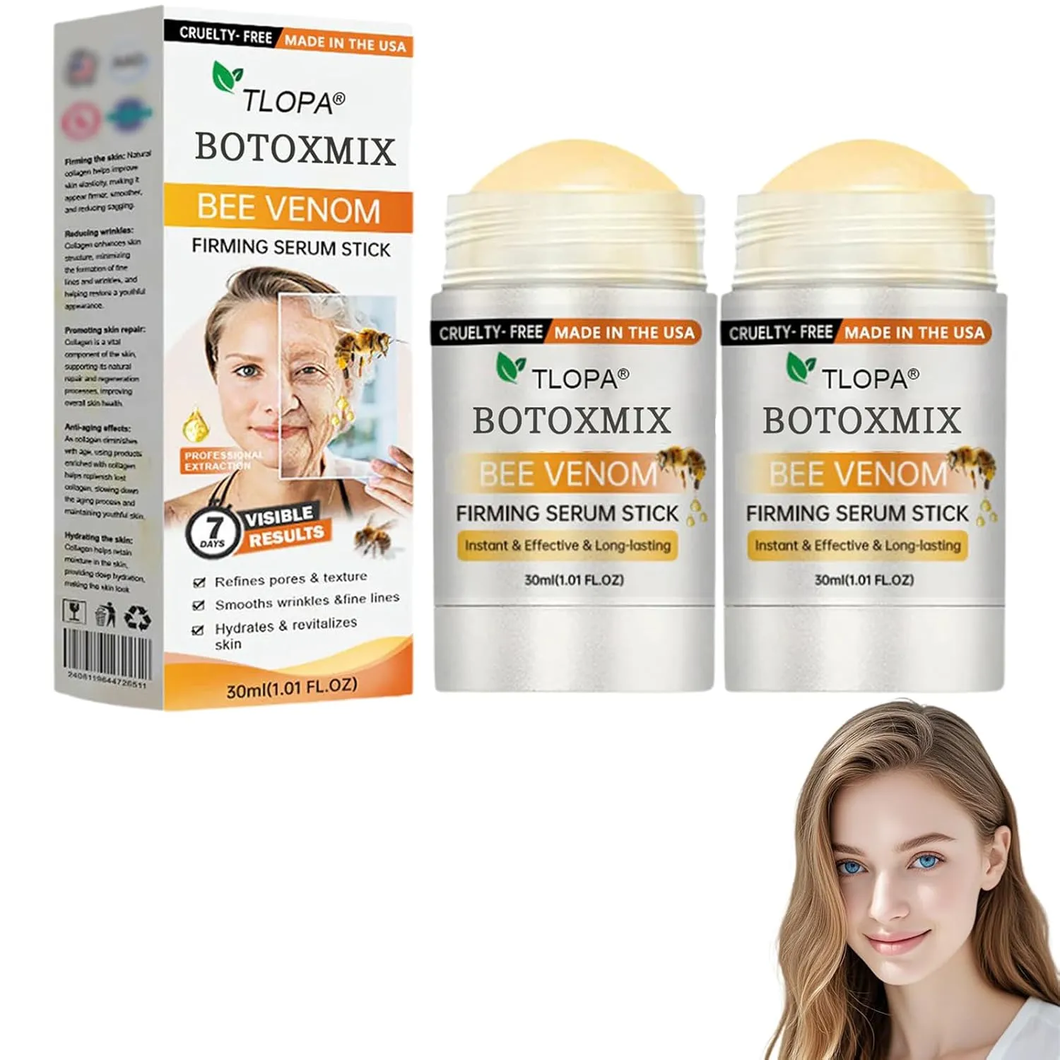 TLOPA Botox Bee Venom Firming Serum Stick, Firming anti-Wrinkle Cream, Lifts and Tightens the Skin, Effectively Solving Wrinkles and Fine Lines (2)