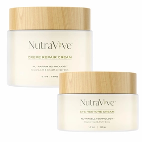 Total Eye and Skin Rejuvenation Bundle: Crepe Repair Cream (8.1 Oz) & Eye Restore Cream (1.7 Fl Oz) – Anti-Aging Treatment for Eyes, Body, Neck & Face