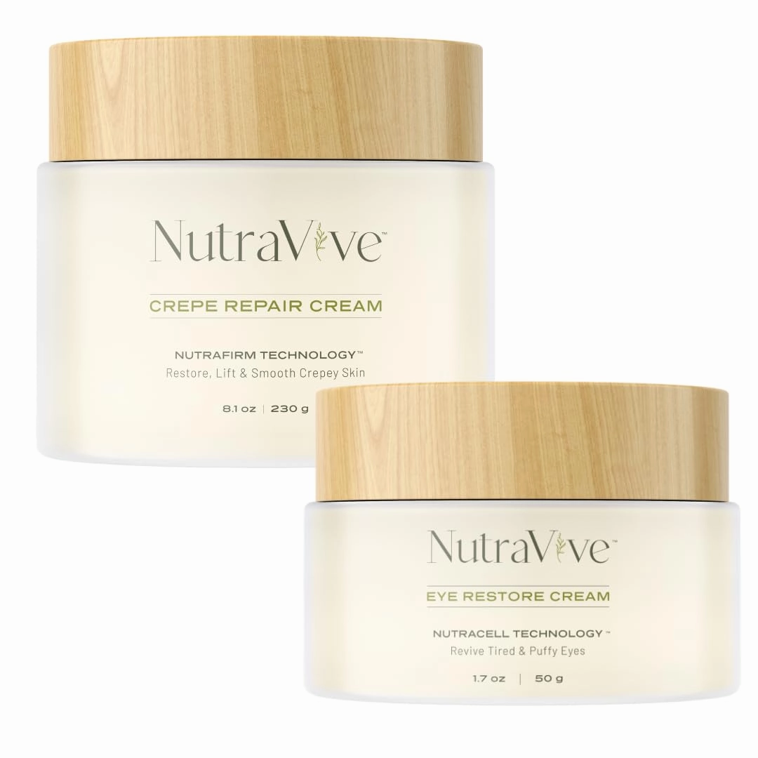 Total Eye and Skin Rejuvenation Bundle: Crepe Repair Cream (8.1 Oz) & Eye Restore Cream (1.7 Fl Oz) – Anti-Aging Treatment for Eyes, Body, Neck & Face