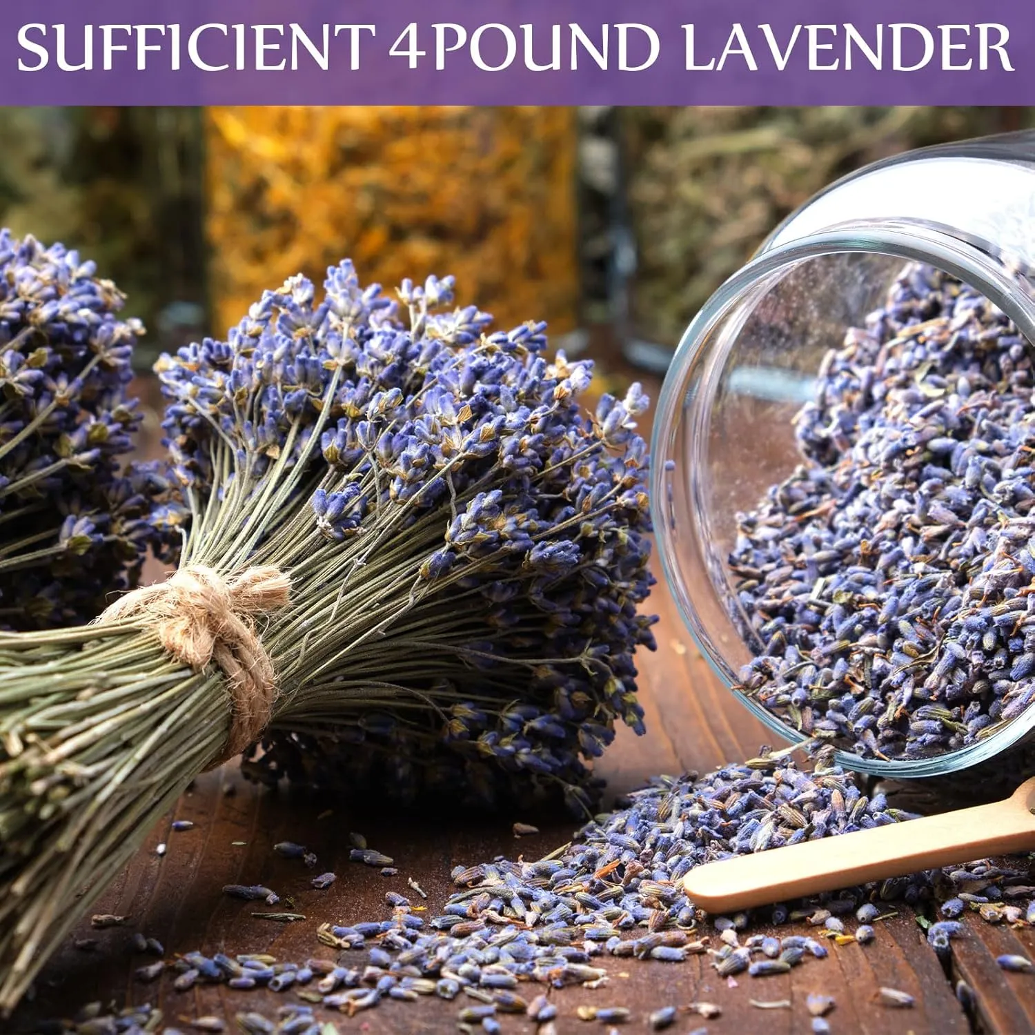Treela Dried Lavender Bulk Dry Lavender Buds Fragrant Flower Petals for DIY Wedding Gift Crafts Home Fragrance Sachets(4 Pound)