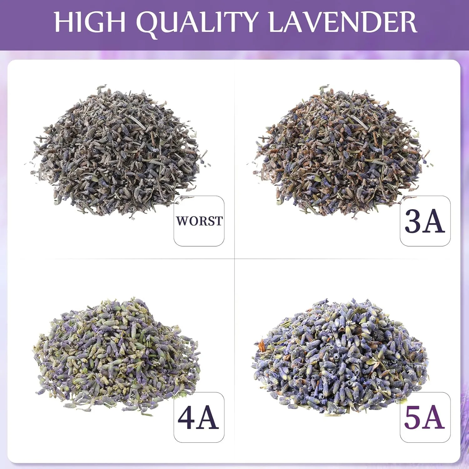 Treela Dried Lavender Bulk Dry Lavender Buds Fragrant Flower Petals for DIY Wedding Gift Crafts Home Fragrance Sachets(4 Pound)