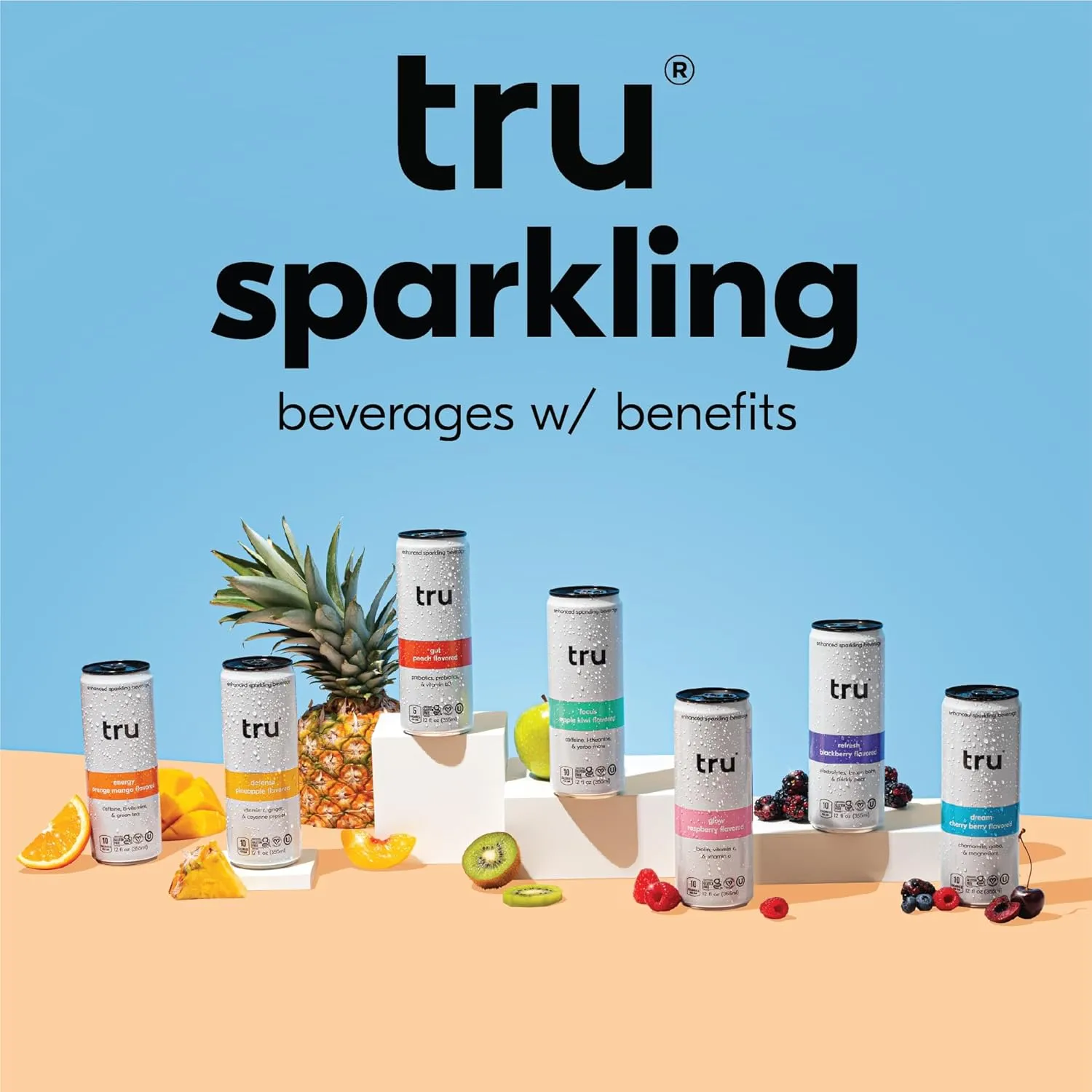 Tru Dream Seltzer, Calming Drink with Magnesium, GABA & Chamomile, Tart Cherry Flavor, Sparkling Water, Melatonin-Free, Kosher, Gluten-Free, Vegan, Low-Calorie, No Sugar Added, 12oz (Pack of 12)