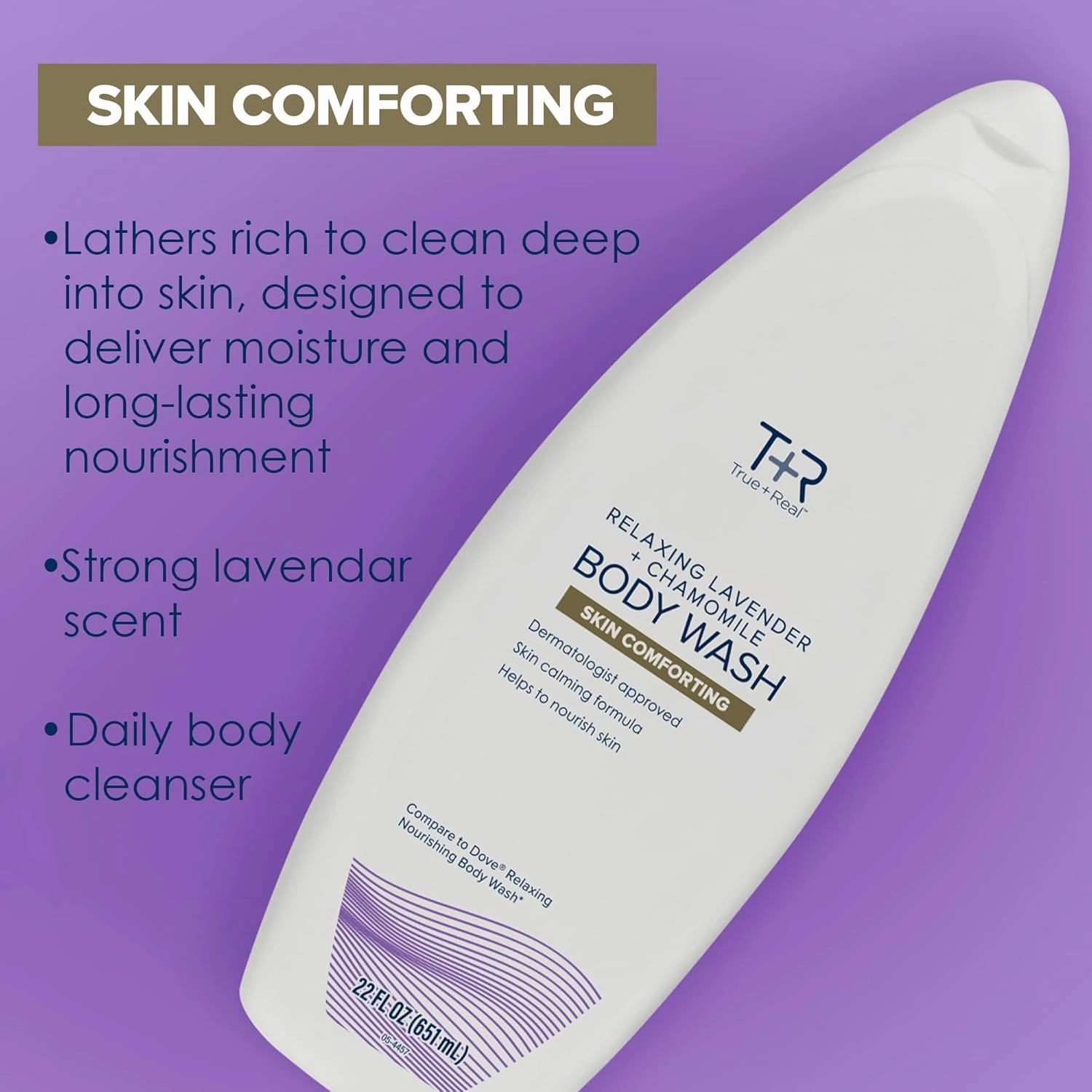 True Real Relaxing Lavender Body Wash, 22 oz, 4 Pack