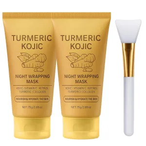 Turmeric Overnight Wrapping Peel Off Mask, Kojic Turmeric Collagen Over Night Face Mask - Gentle on Skin, Moisturizing, Nourishing & Firming