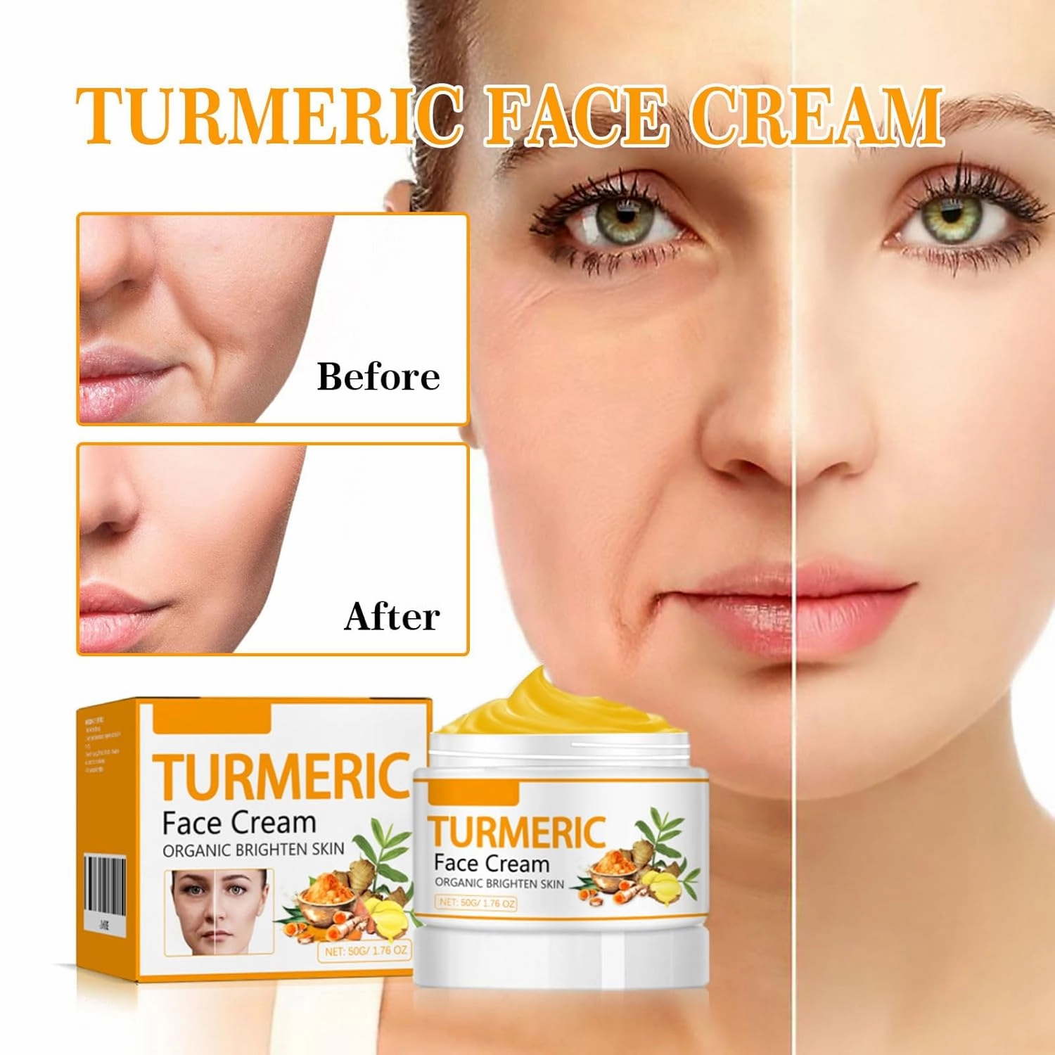 Turmeric Face Cream, Face Scar Cream, Skin Brightening Cream for Face Lightening Cream, Turmeric Moisturizer for Face, Turmeric Whipped Body Butter for Dark Spots, Turmeric Cleanses Skin (3pcs)