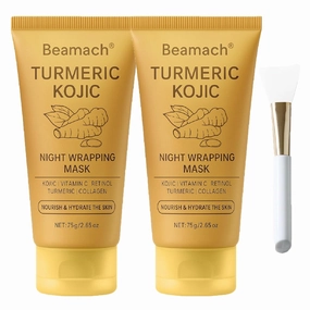 Turmeric Mask for Spots Remover, Kojic Collagen Night Wrapping Peel Off Face Mask, Gentle on Skin, Deep Cleansing Moisturizing Nourishing & Firming