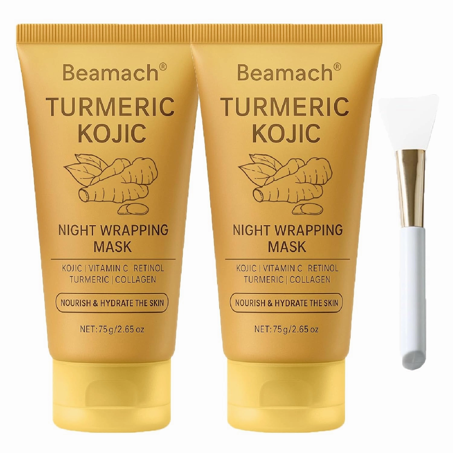 Turmeric Mask for Spots Remover, Kojic Collagen Night Wrapping Peel Off Face Mask, Gentle on Skin, Deep Cleansing Moisturizing Nourishing & Firming