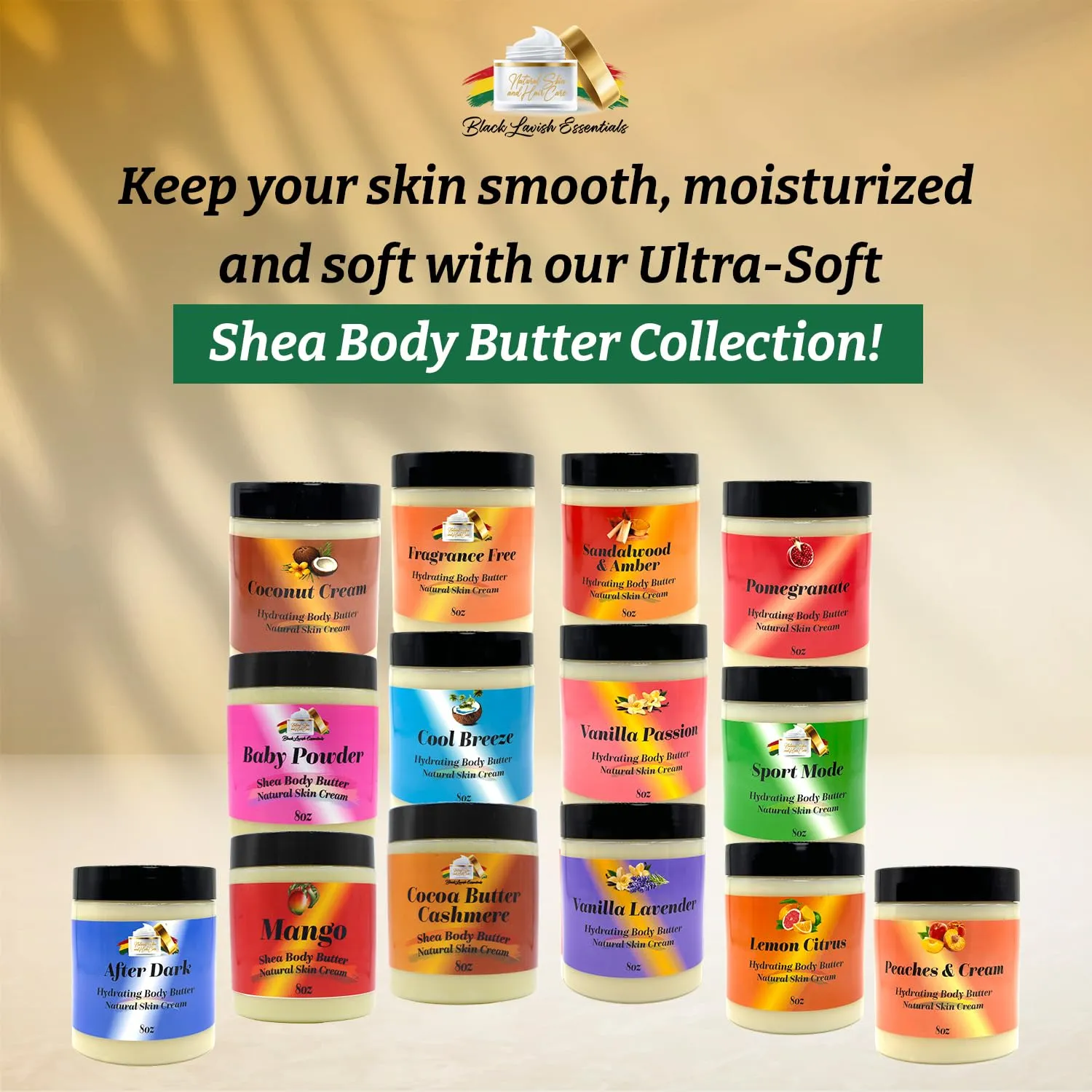 Ultra-Soft Shea Body Butter, Dry Skin Cream for Radiant Moisturized Skin, Natural Hydrating Body Lotion with Aloe Vera, Argan Oil, Rosehip Oil, (Mango, 8oz)