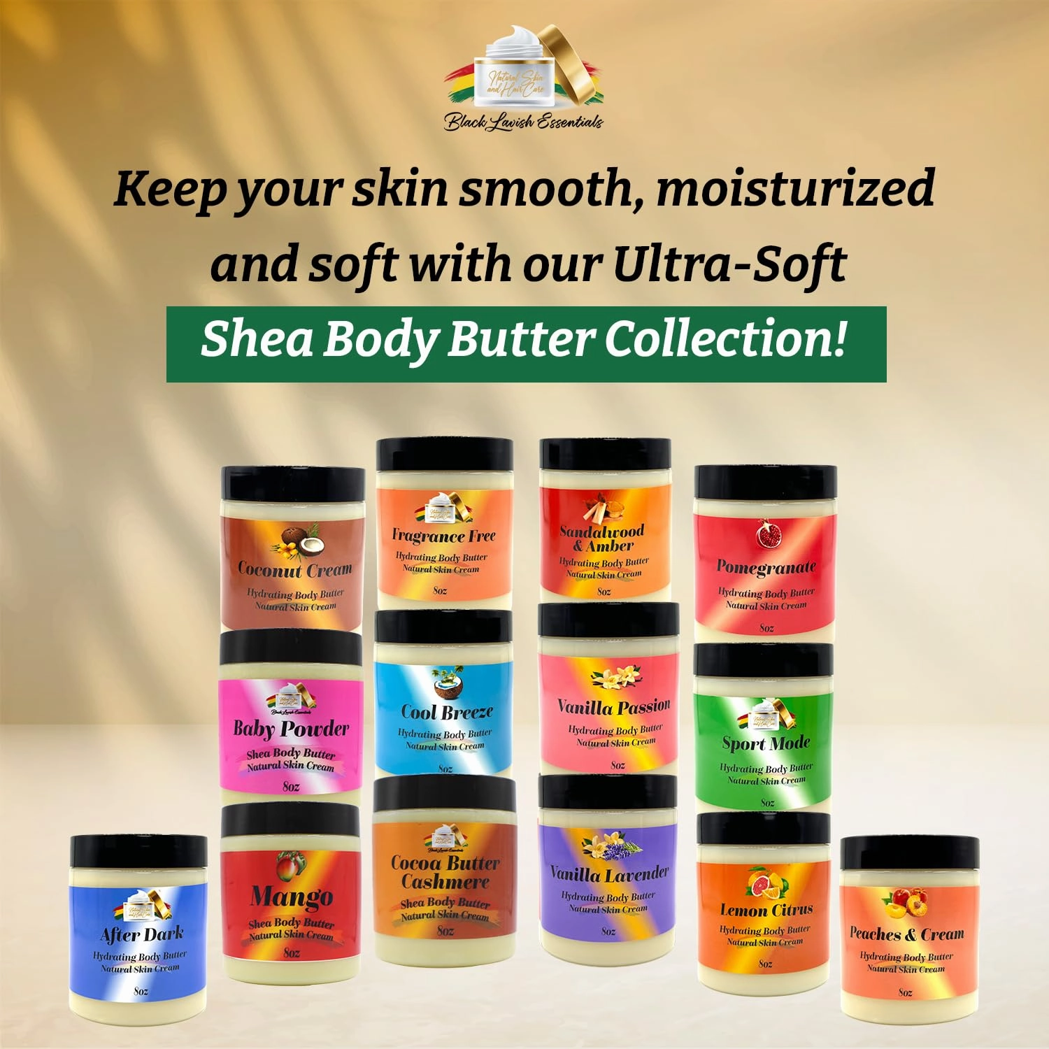 Ultra-Soft Shea Body Butter, Dry Skin Cream for Radiant Moisturized Skin, Natural Hydrating Body Lotion with Aloe Vera, Argan Oil, Rosehip Oil, (Vanilla Passion, 8oz)