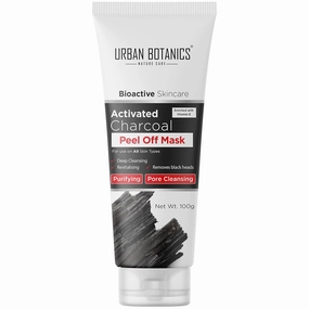 Urban.Botanics Activated Charcoal Peel Of Mask For Men & Women with Vitamin E for Deep Pore Cleansing, Removing Blackheads and Whiteheads & Fresh Glowing Skin, No Parabens & Sulphates, 100g