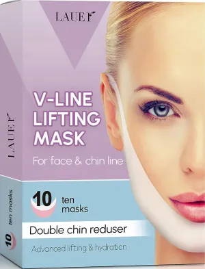 V Shaped Contouring Face Mask Line Shaping Lifting Belt Neck Reduction Jawline Lift Tape Enhancer Face Patch Firming Tightening Skin Chin Up Sculpting Collagen Mask Hyaluronic Acid Aloe Vera 10pcs