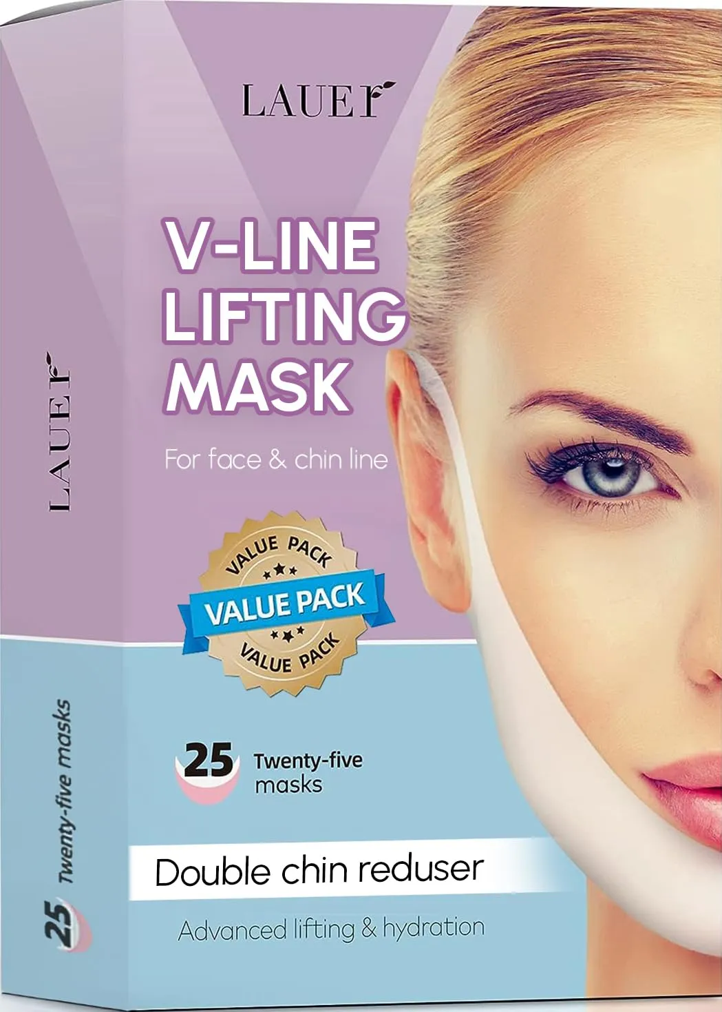 V Shaped Contouring Face Mask Line Shaping Lifting Belt Neck Reduction Jawline Lift Tape Enhancer Face Patch Firming Tightening Skin Chin Up Sculpting Collagen Mask Hyaluronic Acid Aloe Vera 25pcs