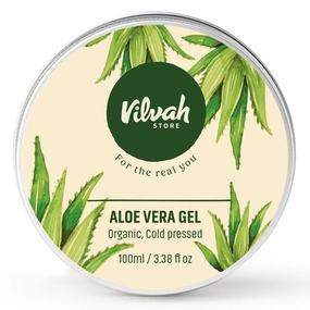 V'ilvah Store Aloe Vera Gel with Pure Aloe Vera, Multipurpose Aloe Vera Gel for Skin, Face and Hair, Non-Sticky, Spreads Easily & Instantly Absorbs, All Skin Types, For Men & Women,100G (Pack of 1)