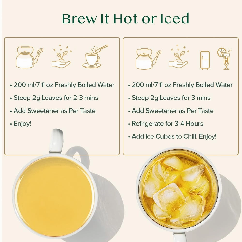 VAHDAM, Chamomile Mint Citrus Green Tea Leaves (50  Cups, 3.5 oz) Essential Herbs | Green Tea Leaves, Chamomile, Peppermint, Spearmint, Orange Peels, Lemongrass | High Elevation Grown | Vacuum Sealed
