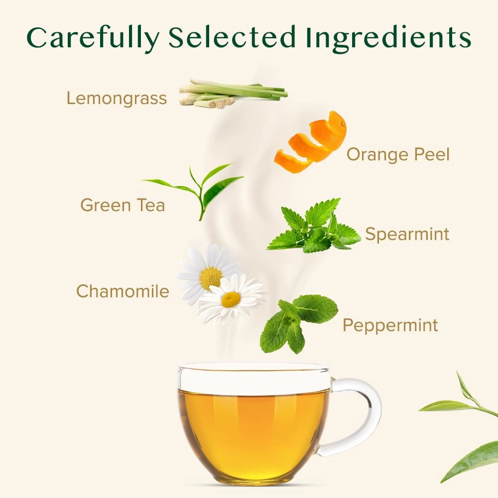 VAHDAM, Chamomile Mint Citrus Green Tea Leaves (50  Cups, 3.5 oz) Essential Herbs | Green Tea Leaves, Chamomile, Peppermint, Spearmint, Orange Peels, Lemongrass | High Elevation Grown | Vacuum Sealed