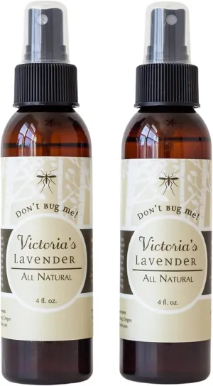 Victoria's Lavender Spray for Bugs with Lavender Essential Oils & Aloe Vera, Plant-Based Bug Spray for Sensitive Skin, Safe for Adults, Kids & Pets, Made in the USA - Outdoor, Hiking, Travel (Two 4oz)