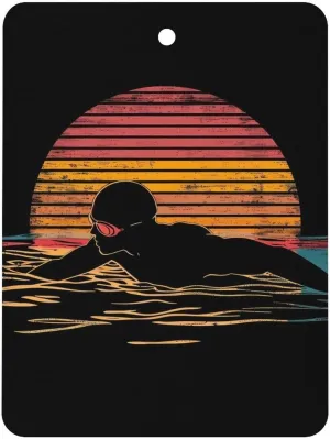 Vintage Swim Swimmer Swimming 80s Car Air Freshener Hanging 1 Pcs Car Aromatherapy Tablets Pattern Print Car Decoration