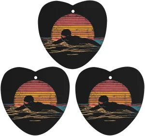 Vintage Swim Swimmer Swimming 80s Car Air Freshener Hanging 3 Pcs Car Aromatherapy Tablets Pattern Print Car Decorations