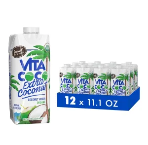 Vita Coco Organic Coconut Water, Extra Coconut | More "Coconutty" Flavor | Natural Electrolytes | Vital Nutrients | 11.1 Fl Oz (Pack of 12)