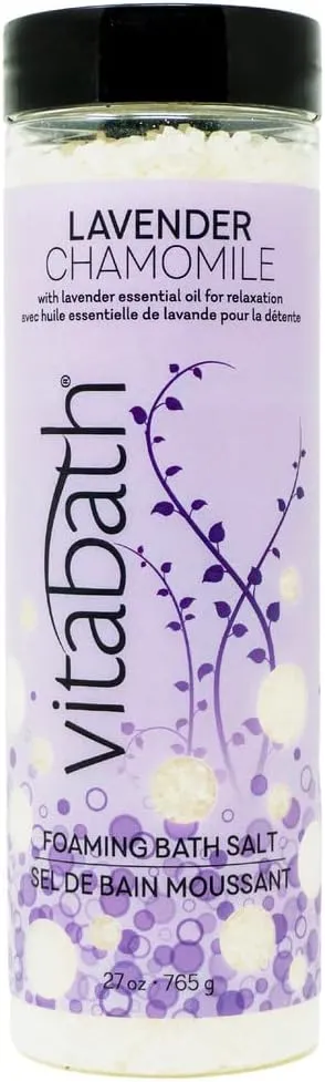 Vitabath Lavender Chamomile Foaming Bath Salts Relaxing Bubble Aromatherapy - Muscle & Body Ache Soothing Foamy Soak & Nourishing Skincare for Women & Men – 27 oz