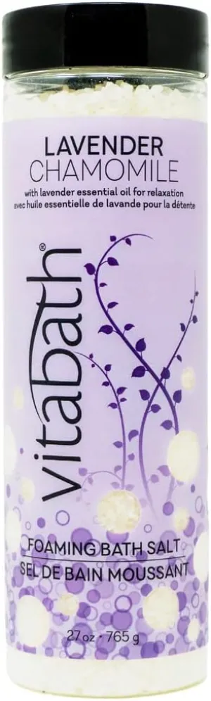 Vitabath Lavender Chamomile Foaming Bath Salts Relaxing Bubble Aromatherapy - Muscle & Body Ache Soothing Foamy Soak & Nourishing Skincare for Women & Men – 27 oz
