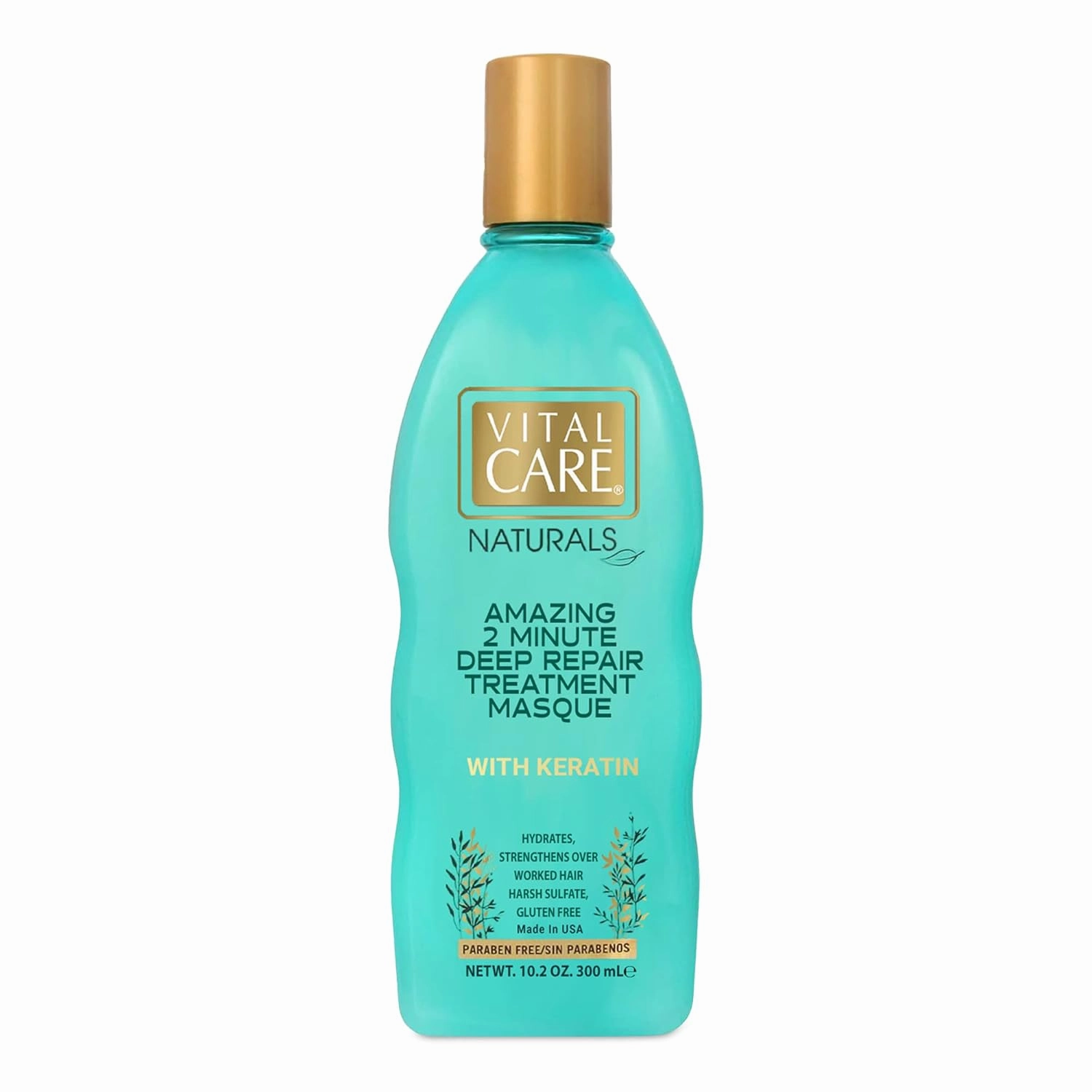 Vital Care Naturals 2-Minute Repair Hair Masque - Gentle Keratin Complex Hair Mask Treatment is Non-Stripping for Daily Use, Hydrating & Repairing - Abyssinian, Avocado & Sunflower Seed Oil