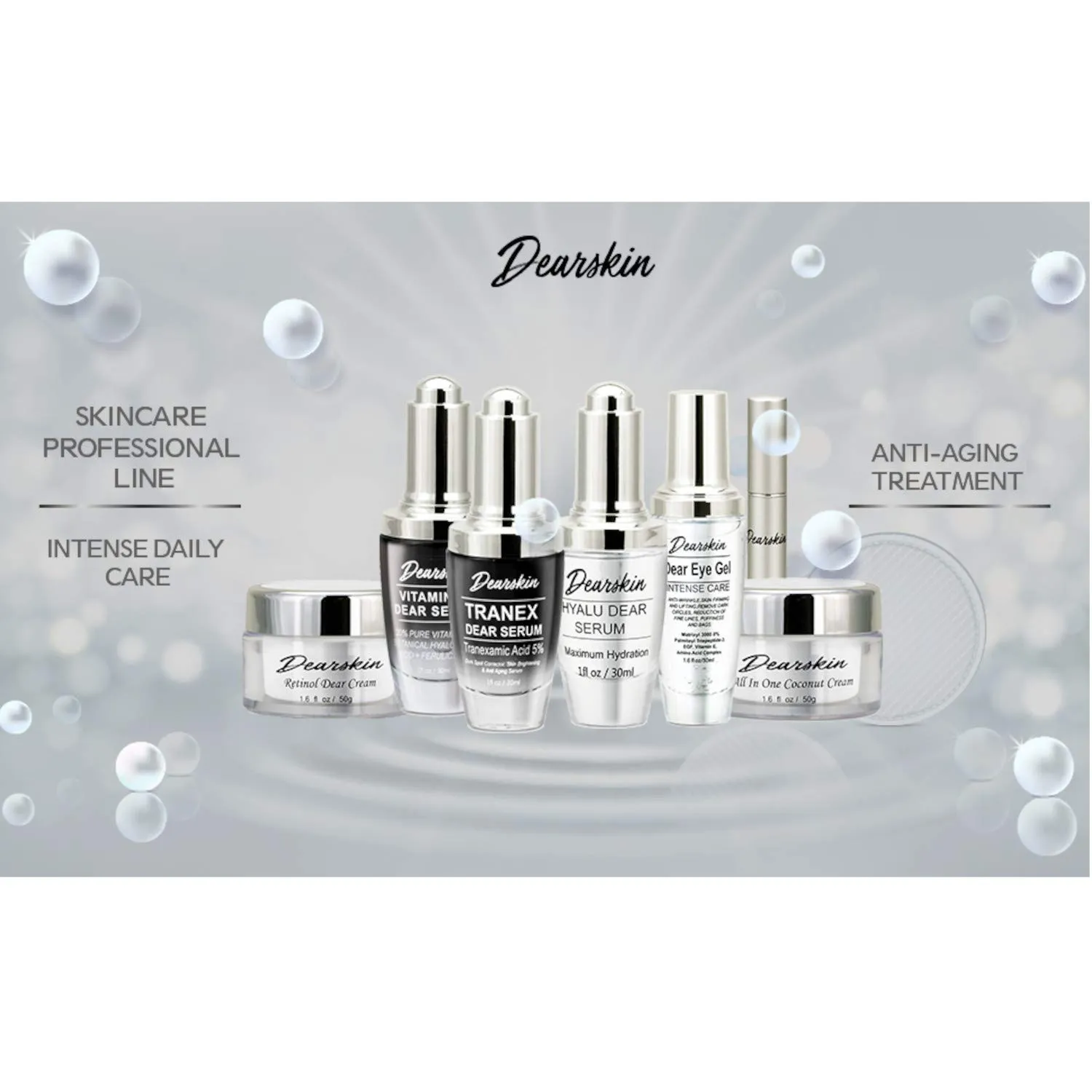Vitamin C Dear Serum   All In One Coconut Cream seT- Pack with Vitamin C Serum 20%, Hyaluronic Acid Botanic, Vitamin E Organic and Coconut Oil Cream Day and Night (Serum   Cream)