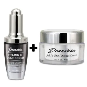 Vitamin C Dear Serum   All In One Coconut Cream seT- Pack with Vitamin C Serum 20%, Hyaluronic Acid Botanic, Vitamin E Organic and Coconut Oil Cream Day and Night (Serum   Cream)