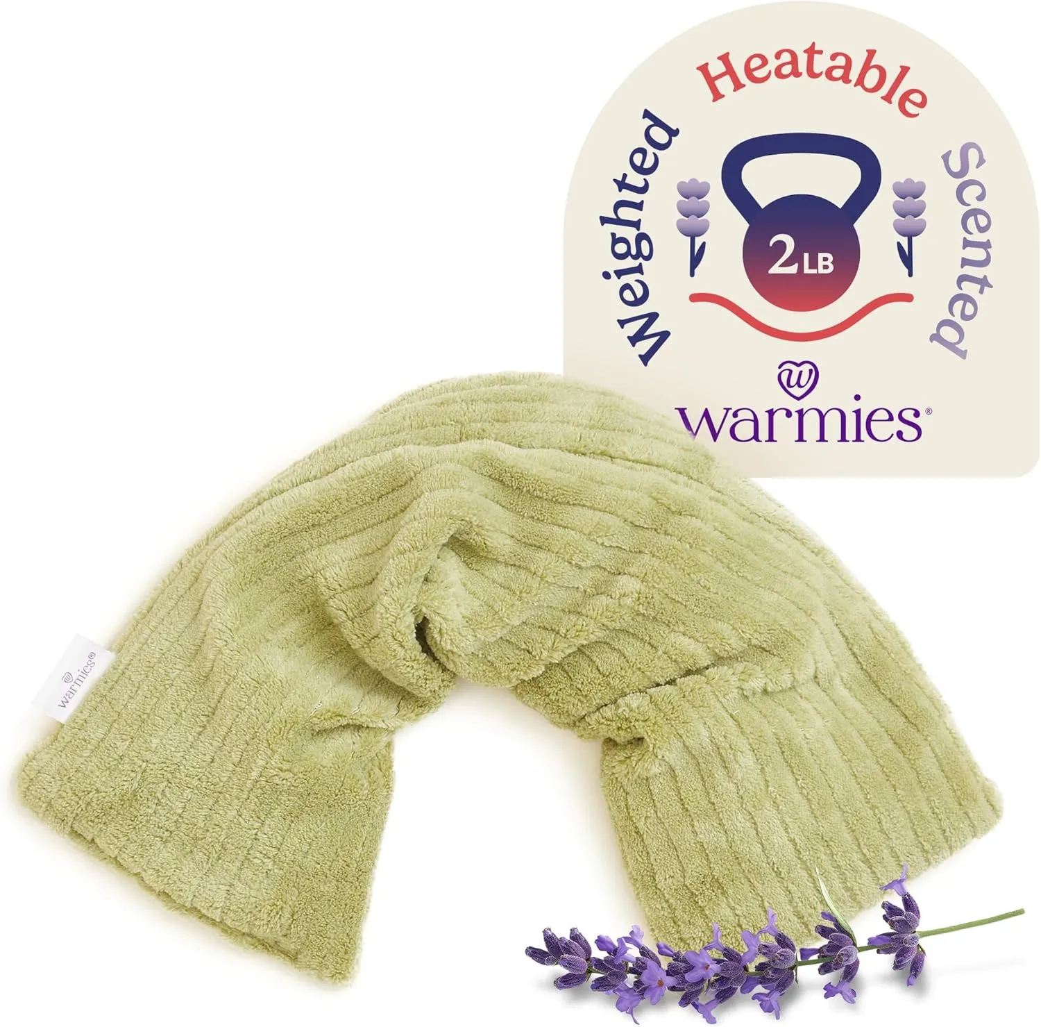 warmies Hot-Pak, Microwavable Neck Wrap - Heating & Cooling Plush Pad for Calming Relaxation - Weighted & Heated Neck Warmer with Scented Lavender - Microwave Heat Pad for Aches & Pain - Green