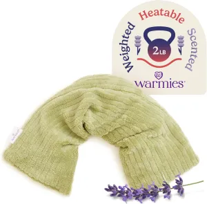 warmies Hot-Pak, Microwavable Neck Wrap - Heating & Cooling Plush Pad for Calming Relaxation - Weighted & Heated Neck Warmer with Scented Lavender - Microwave Heat Pad for Aches & Pain - Green