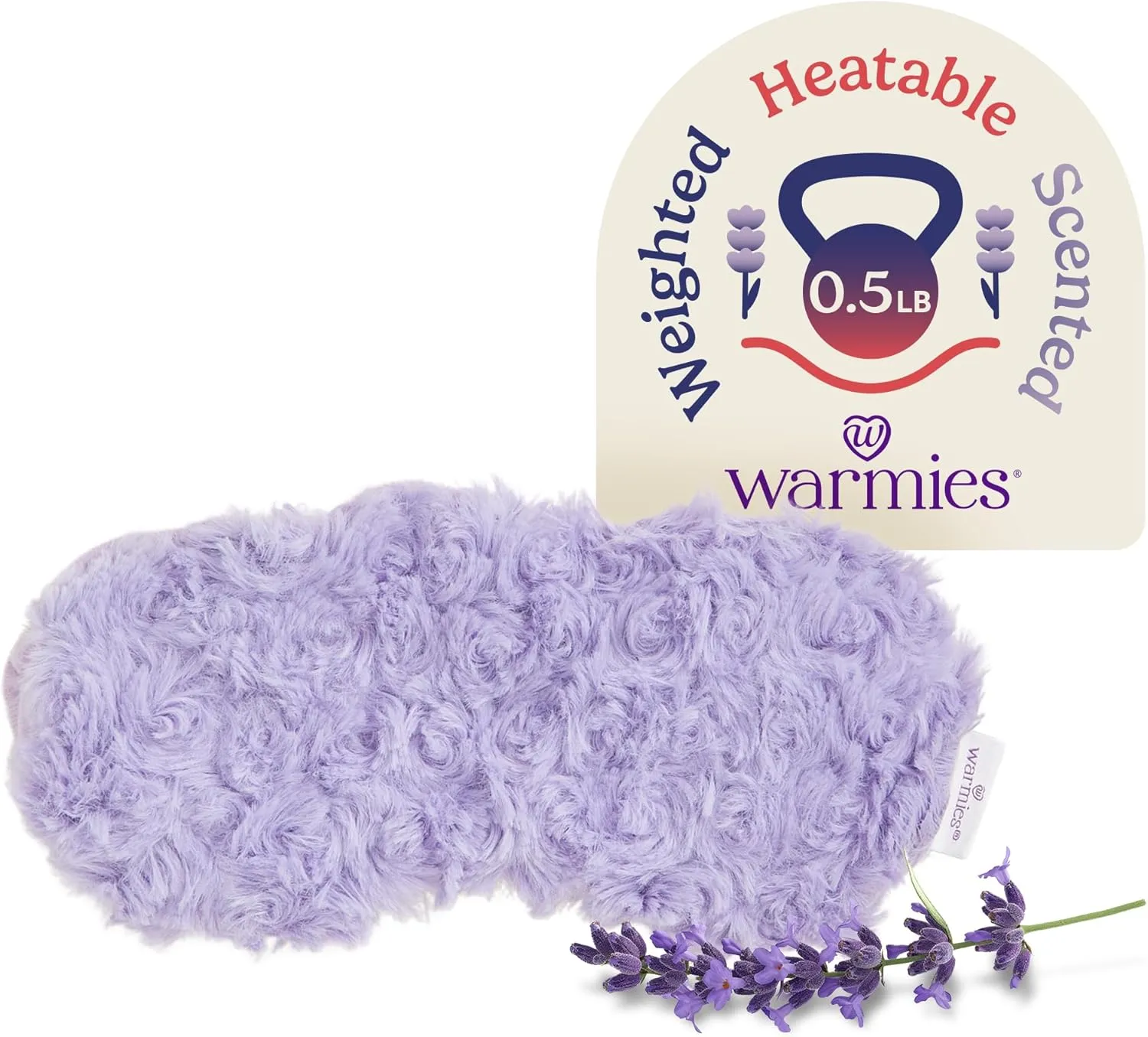 warmies Microwavable Eye Mask for Warmth & Comfort - Heating & Cooling Compress for Calming Relaxation - Weighted & Heated Eye Mask with Scented Lavender for Sleeping - Curly Purple