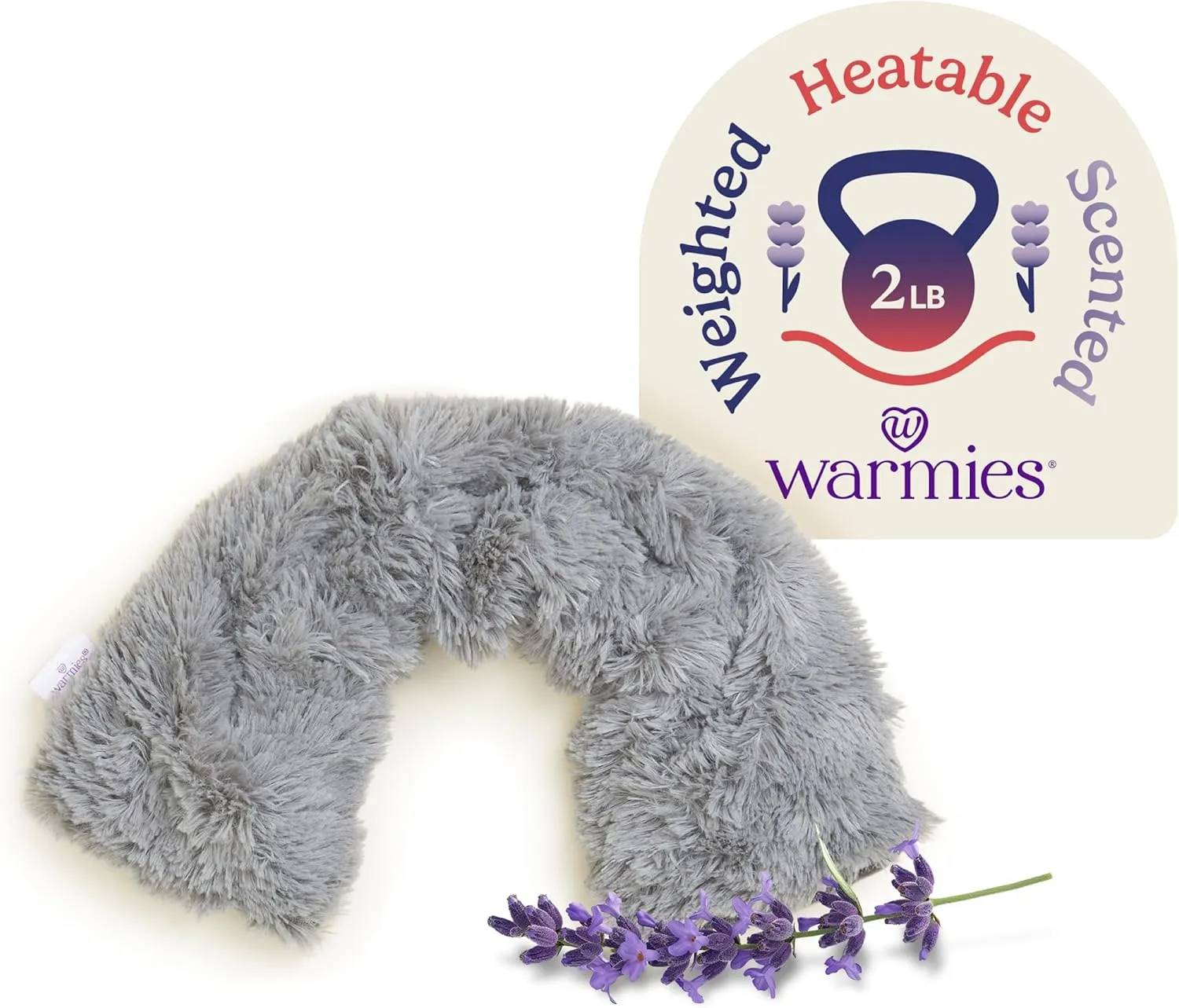 warmies Microwavable Neck & Shoulder Wrap - Heating & Cooling Plush Pad for Calming Relaxation - Weighted & Heated Neck Warmer with Scented Lavender - Microwave Heat Pad for Aches & Pain - Gray