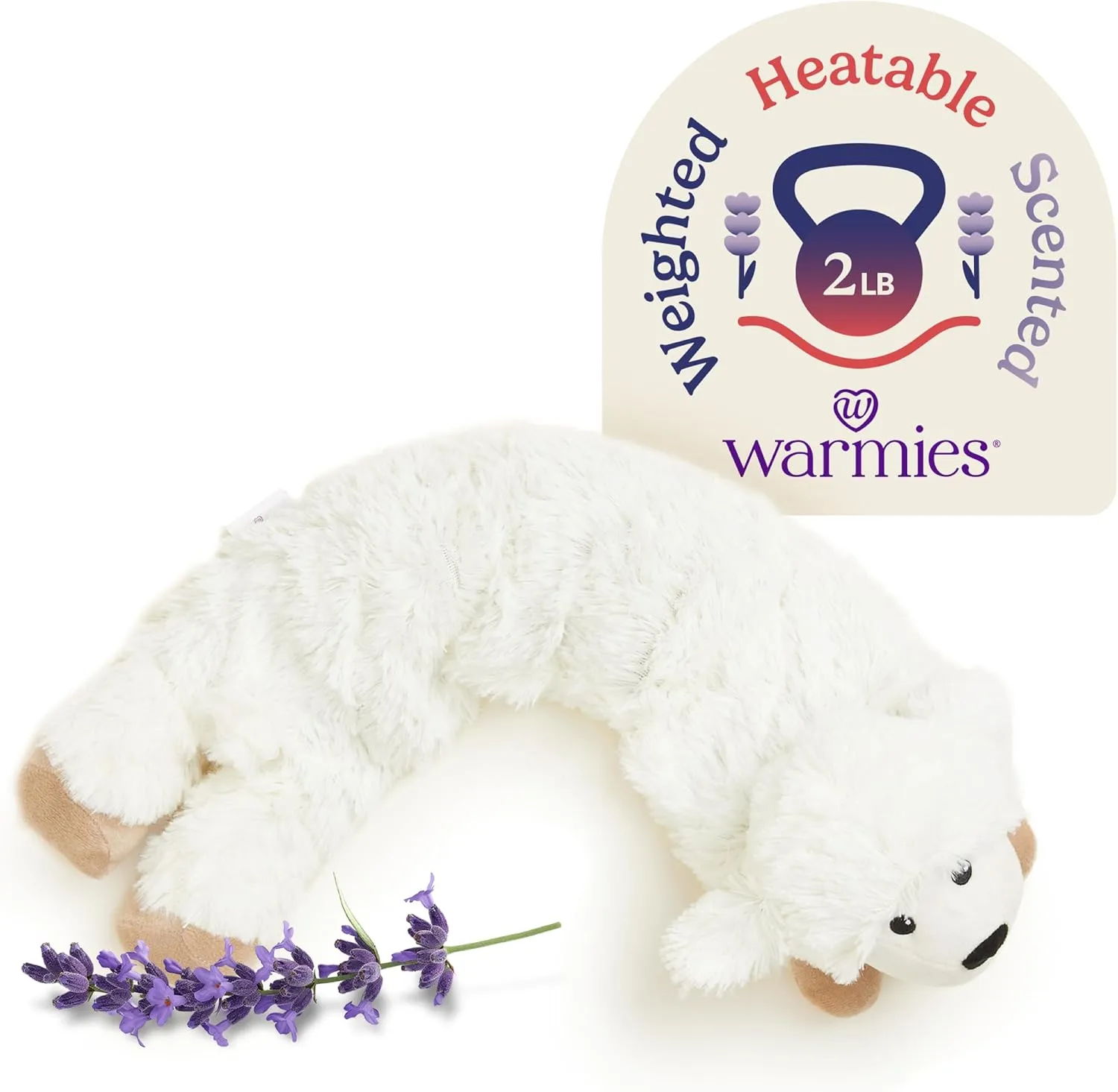 warmies Microwavable Neck & Shoulder Wrap - Heating & Cooling Plush Pad for Calming Relaxation - Weighted & Heated Neck Warmer with Scented Lavender - Microwave Heat Pad for Aches & Pain - Sheep