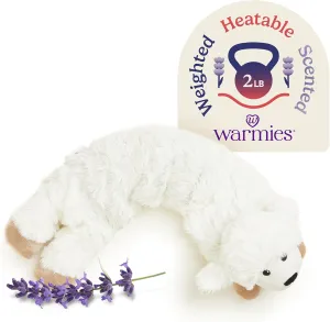 warmies Microwavable Neck & Shoulder Wrap - Heating & Cooling Plush Pad for Calming Relaxation - Weighted & Heated Neck Warmer with Scented Lavender - Microwave Heat Pad for Aches & Pain - Sheep