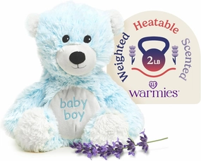 warmies Microwavable & Weighted Stuffed Animals, Baby Boy Bear - Heated Stuffed Animal Plushie for Warmth & Comfort - Cute Soft Plush Toys for Adults & Children (Boys, Girls, Babies & Toddlers)