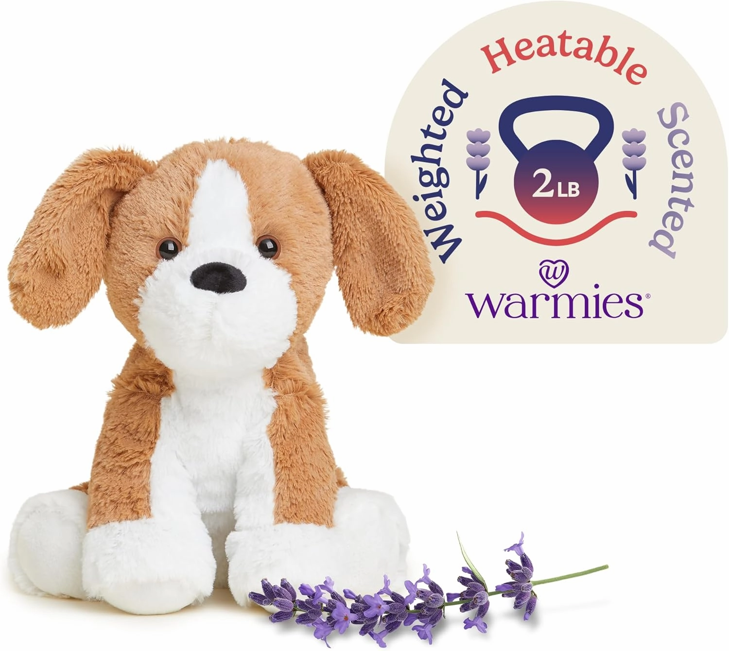 warmies Microwavable & Weighted Stuffed Animals, Beagle - Heated Stuffed Animal Plushie for Warmth & Comfort - Cute Soft Plush Toys for Adults & Children (Boys, Girls, Babies & Toddlers)