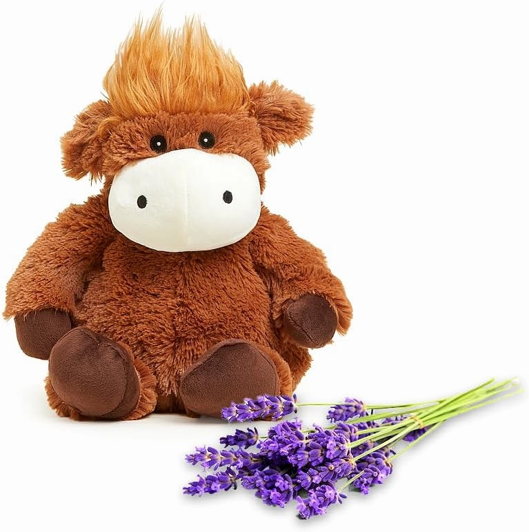 warmies Microwavable & Weighted Stuffed Animals, Brown Cow - Heated Stuffed Animal Plushie for Warmth & Comfort - Cute Soft Plush Toys for Adults & Children (Boys, Girls, Babies & Toddlers)