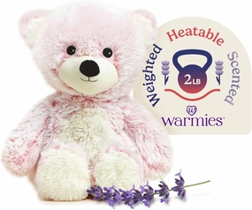 warmies Microwavable & Weighted Stuffed Animals, Pink Bear - Heated Stuffed Animal Plushie for Warmth & Comfort - Cute Soft Plush Toys for Adults & Children (Boys, Girls, Babies & Toddlers)