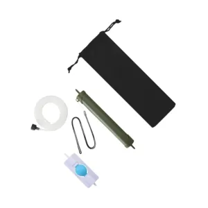 Water Filter, Water Filtration System, Reduces, Water Purifying Device, Water Purifier, for Camping, Hiking Fishing, 3.8cmx3.3cmx21.3cm, Green
