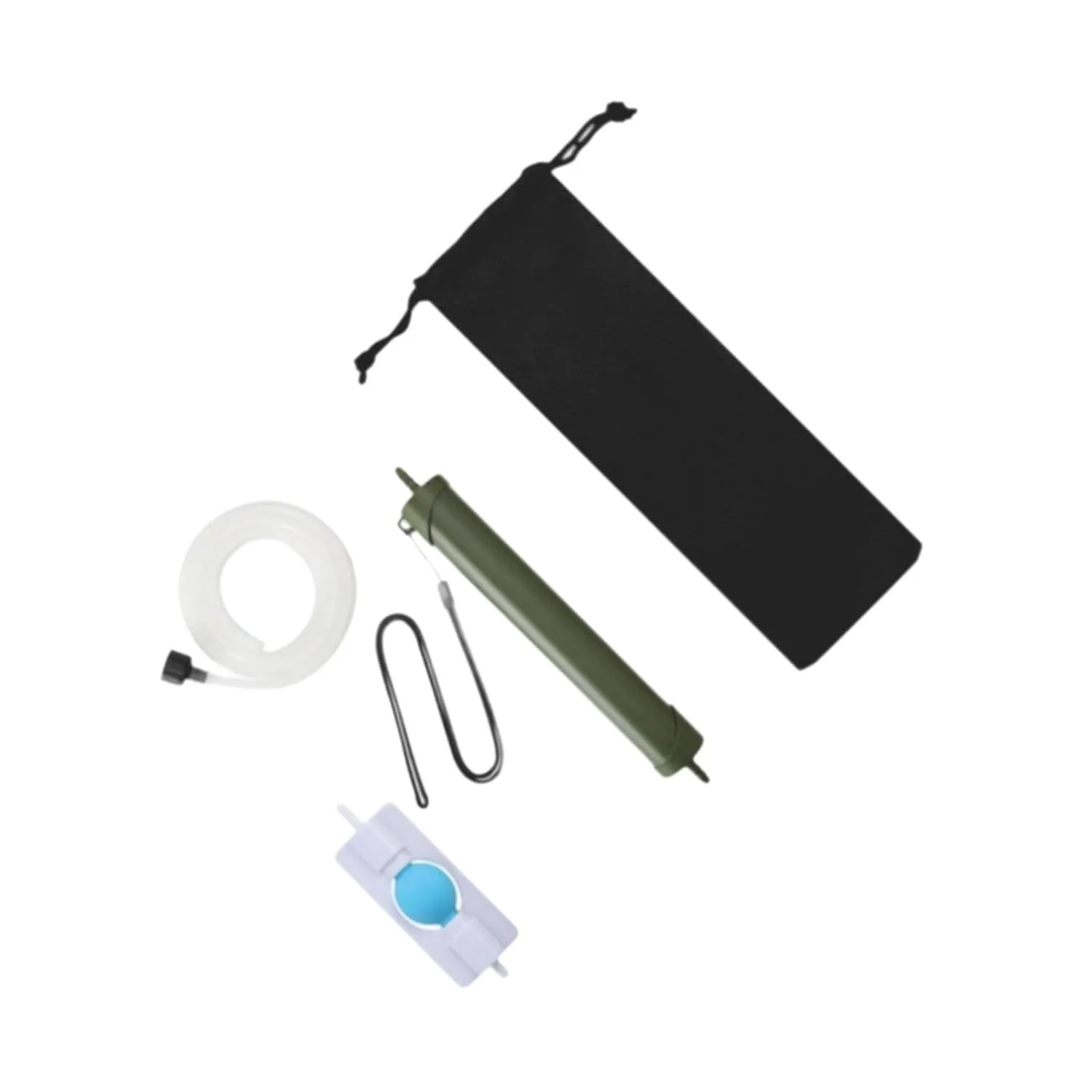 Water Filter, Water Filtration System, Reduces, Water Purifying Device, Water Purifier, for Camping, Hiking Fishing, 3.8cmx3.3cmx21.3cm, Green
