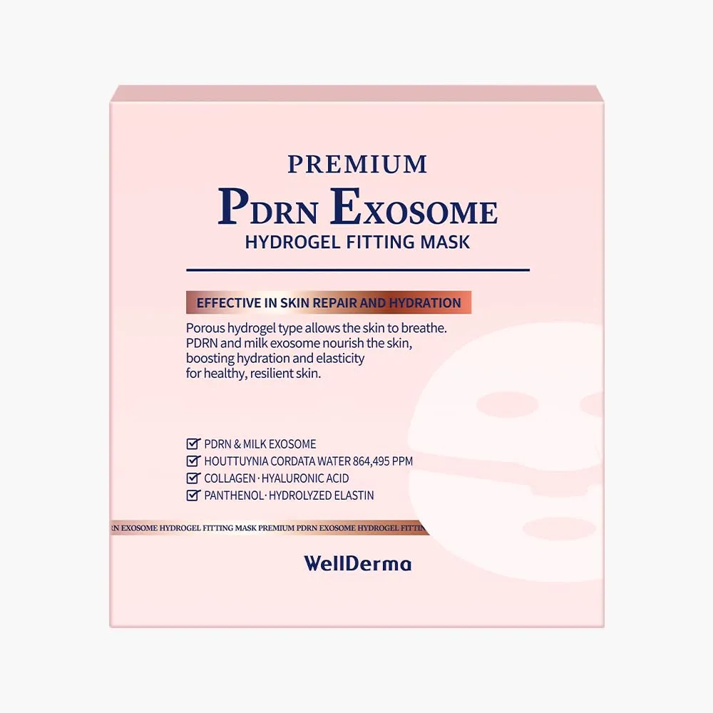WELLDERMA PDRN Exosome Hydrogel Fitting Mask, 30g x 4ea – Hydrating & Firming Gel Sheet Mask – Essence-Soaked Skincare with Milk Exosome and Marine Collagen