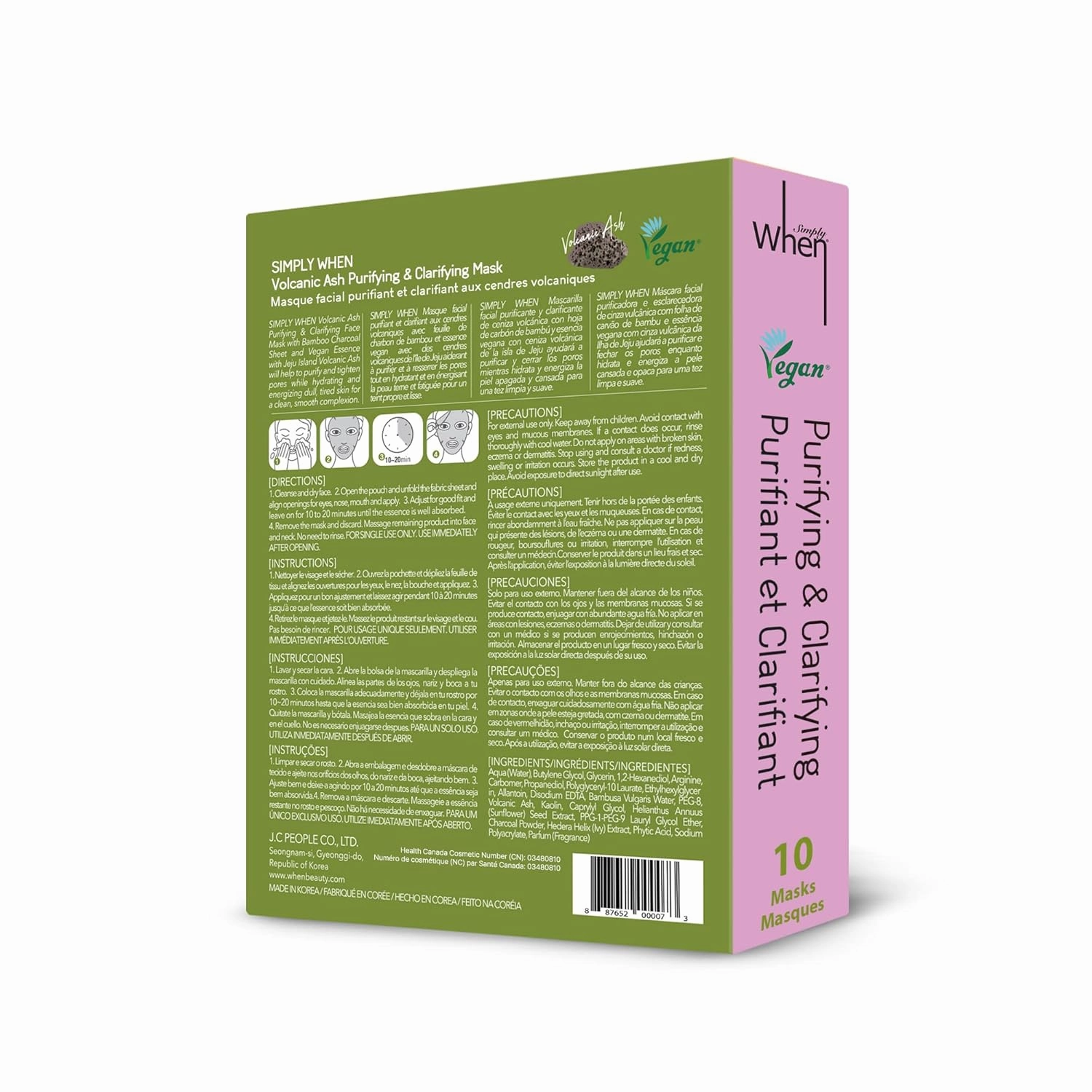 When Simply Vegan Certified Sheet Mask (10 PACK) (Purifying & Clarifying)