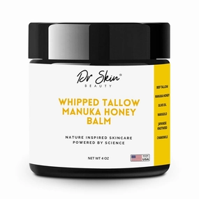 Whipped Beef Tallow and Manuka Honey Balm, 4oz, Orange scent, Grass Fed Grass Finished Organic Face Cream, Body Lotion, and Lip Balm for psoriasis, eczema and babies