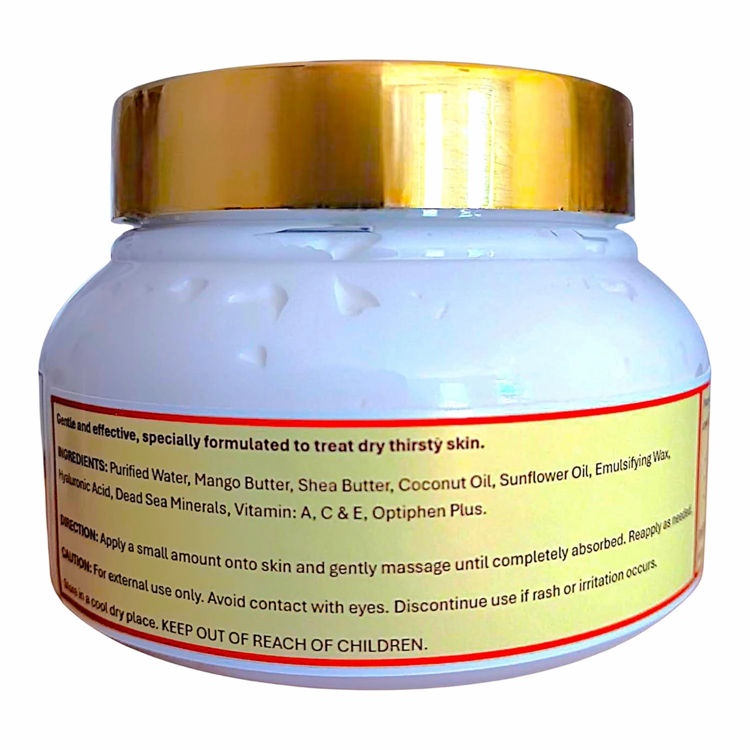 Whipped Unscented Body Butter Infused with Dead Sea Minerals & Hyaluronic Acid | Whipped Shea Butter   Mango Butter Super Hydrating Repairing & Moisturizing (8 oz, Unscented)