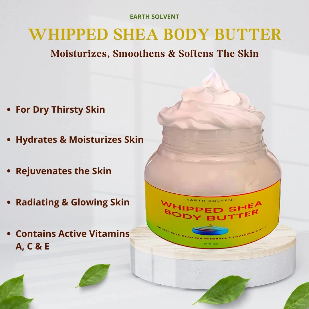 Whipped Unscented Body Butter Infused with Dead Sea Minerals & Hyaluronic Acid | Whipped Shea Butter   Mango Butter Super Hydrating Repairing & Moisturizing (8 oz, Unscented)