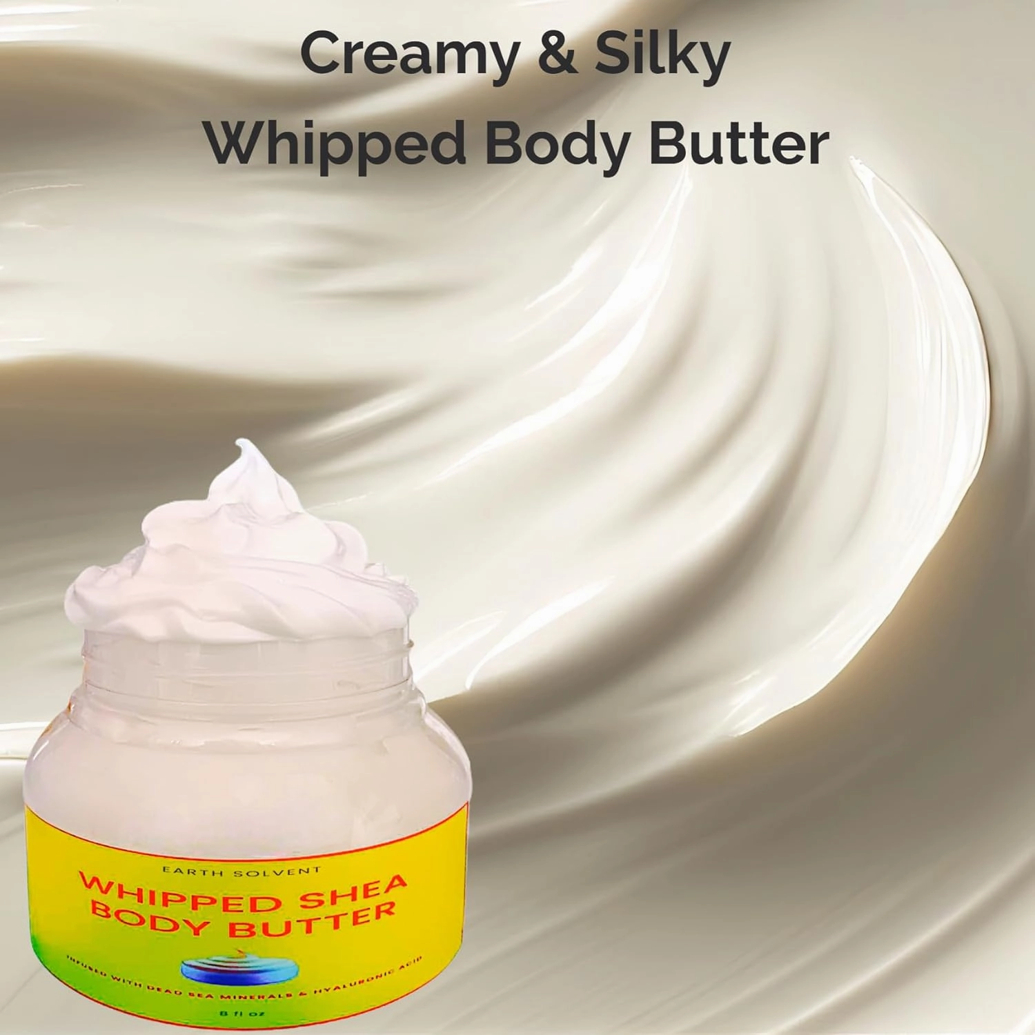 Whipped Unscented Body Butter Infused with Dead Sea Minerals & Hyaluronic Acid | Whipped Shea Butter   Mango Butter Super Hydrating Repairing & Moisturizing (8 oz, Unscented)