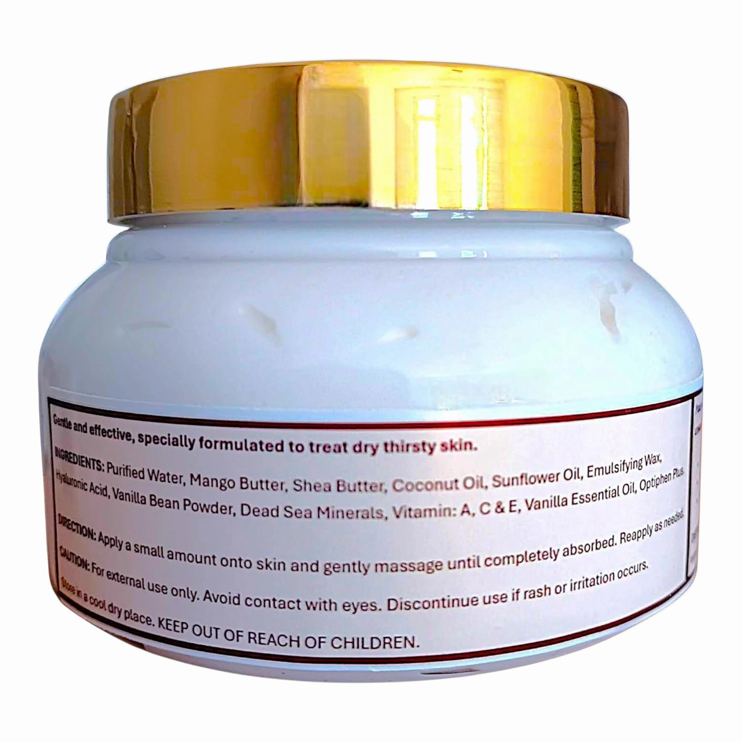 Whipped Vanilla Body Butter Infused with Dead Sea Minerals & Hyaluronic Acid | Whipped Shea Butter   Mango Butter Super Hydrating Repairing & Moisturizing (8oz, Vanilla)